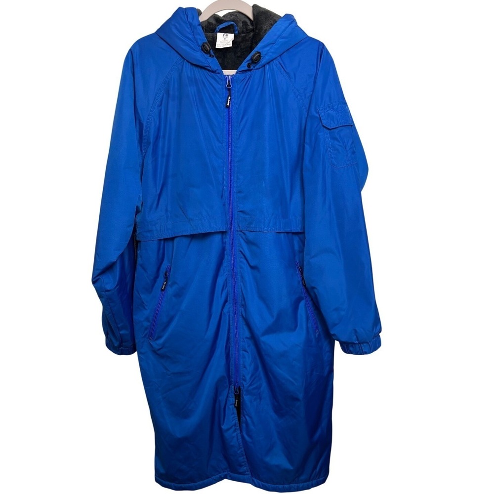 Adult Medium Swim Parka Deck Coat Royal Blue Fleece Lined Hooded Vented Blarix